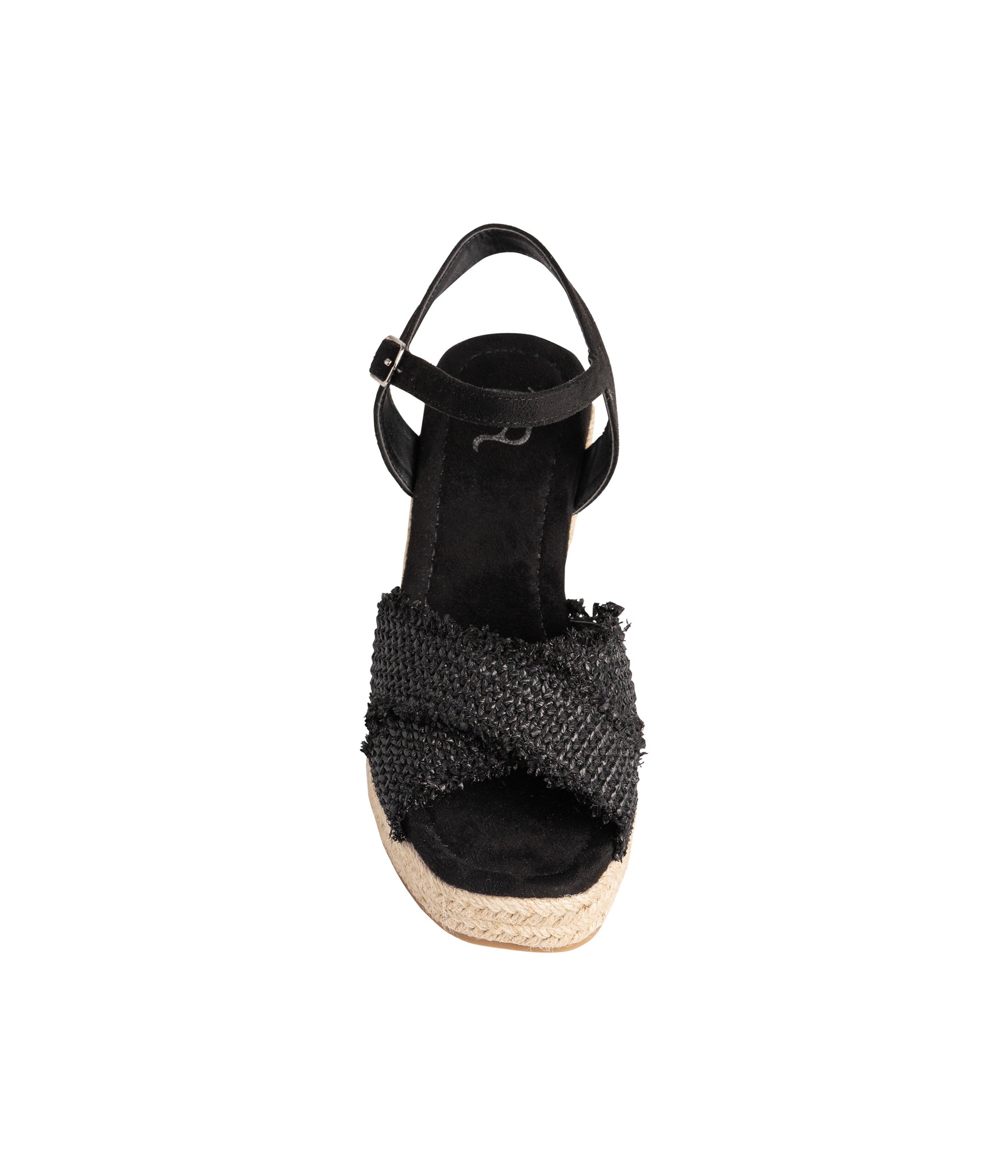 Elinor Black Wedge Sandals Ankle Strap 3 Point 5 Inch Heel Naughty Monkey